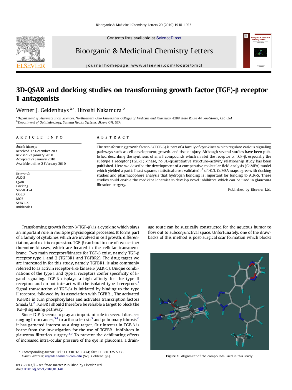 3D-QSAR and docking studies on transforming growth factor (TGF)-β receptor 1 antagonists