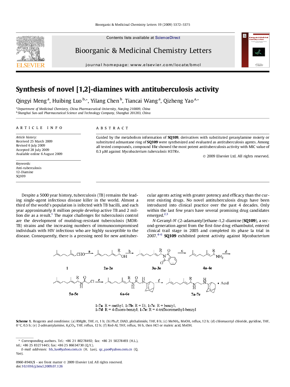 Synthesis of novel [1,2]-diamines with antituberculosis activity