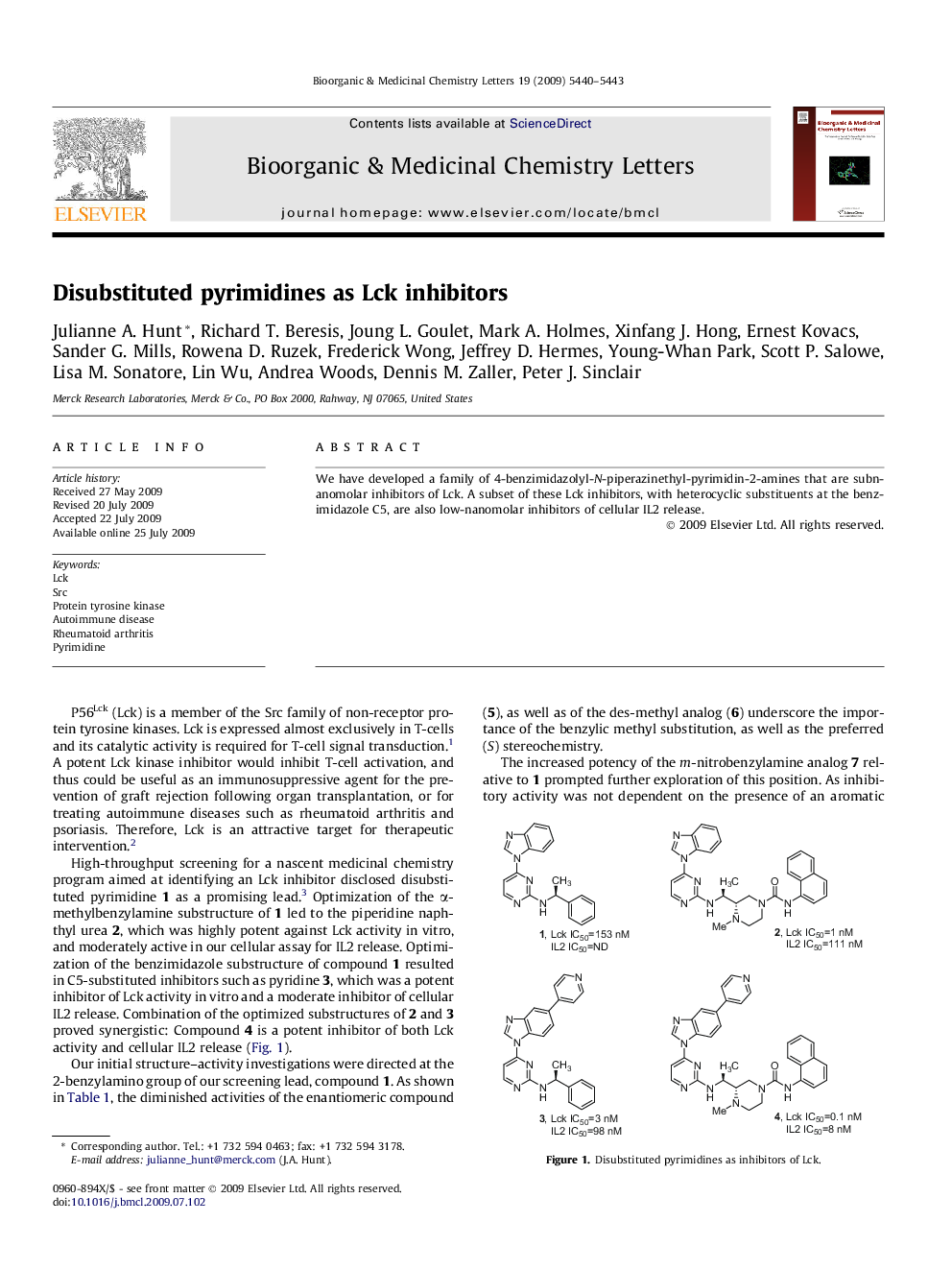 Disubstituted pyrimidines as Lck inhibitors