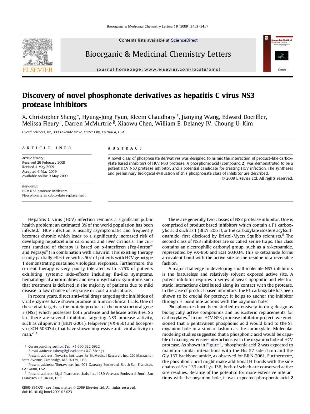 Discovery of novel phosphonate derivatives as hepatitis C virus NS3 protease inhibitors