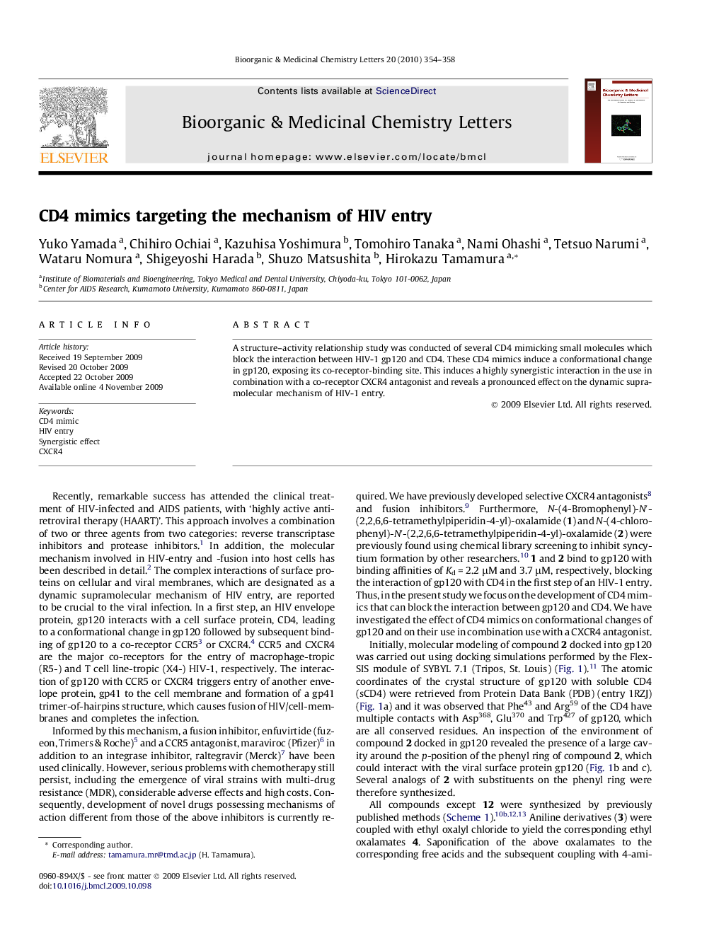 CD4 mimics targeting the mechanism of HIV entry