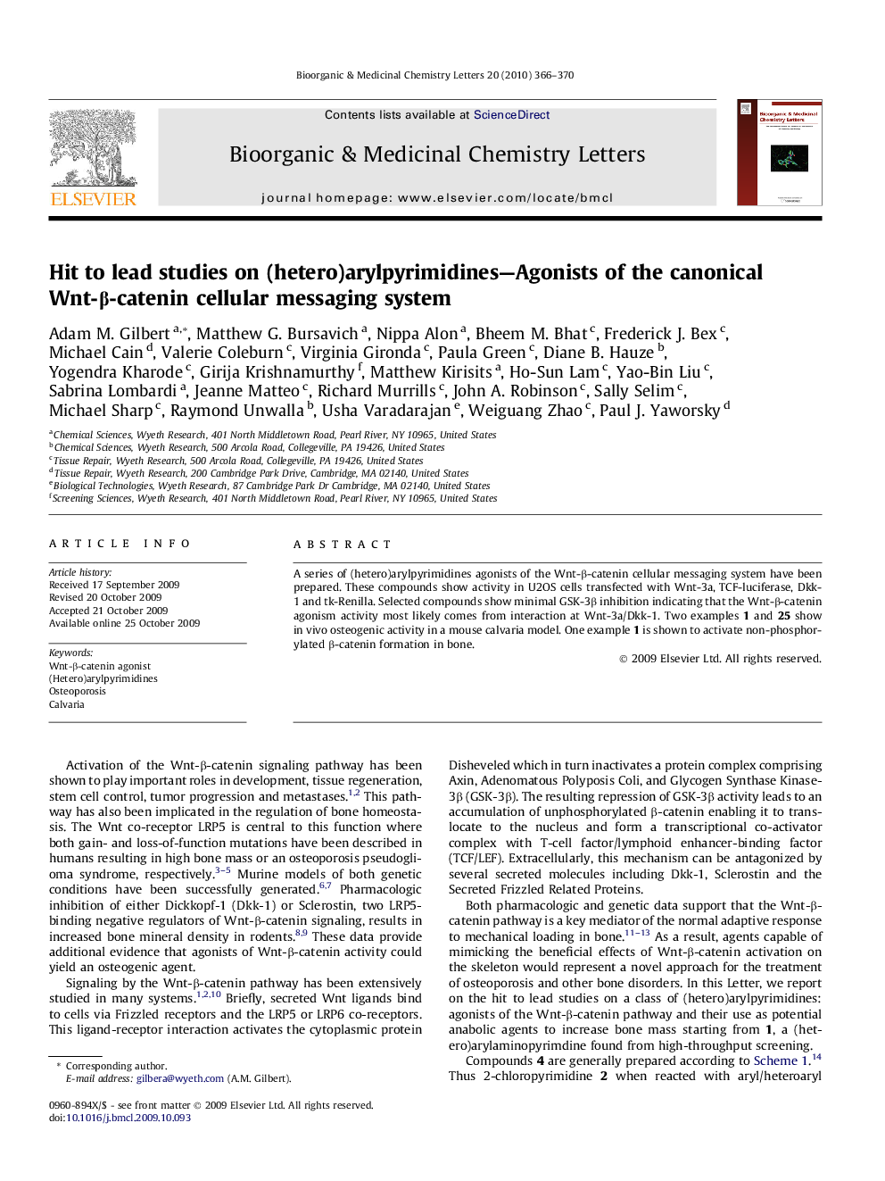 Hit to lead studies on (hetero)arylpyrimidines—Agonists of the canonical Wnt-β-catenin cellular messaging system