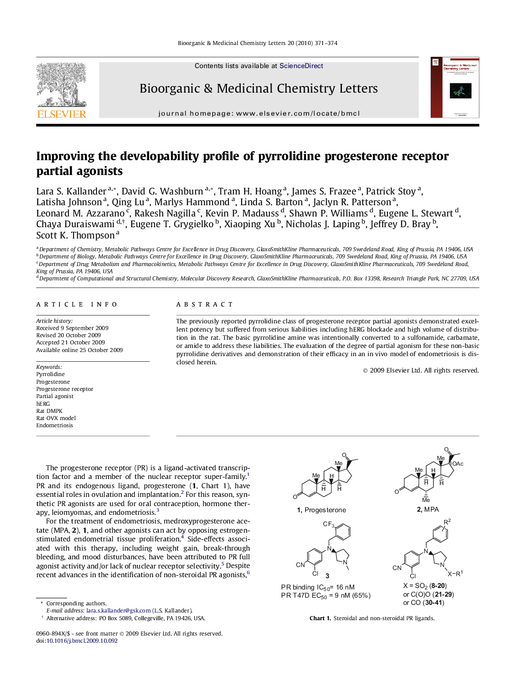 Improving the developability profile of pyrrolidine progesterone receptor partial agonists