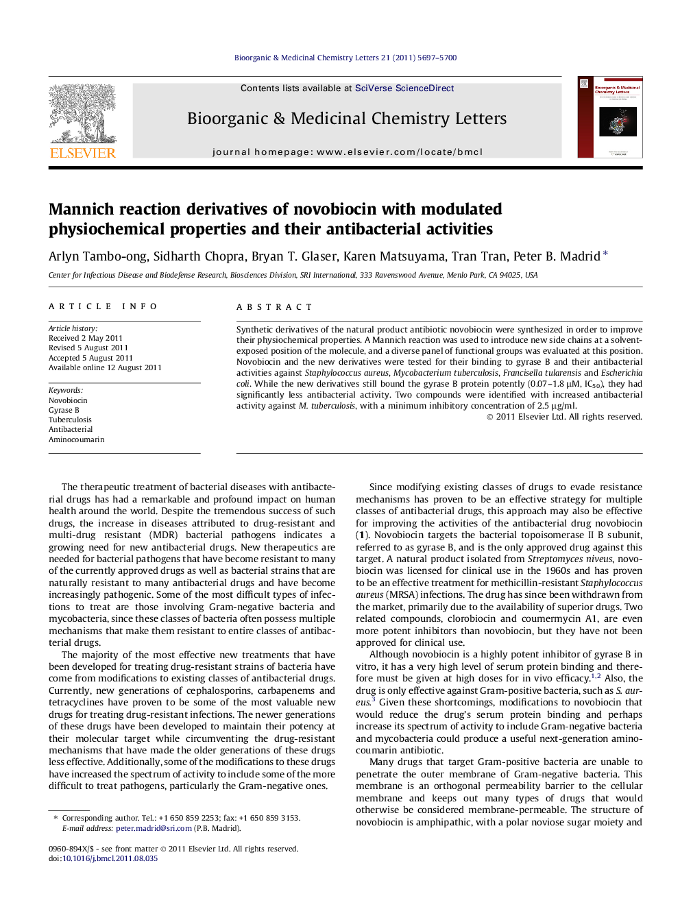 Mannich reaction derivatives of novobiocin with modulated physiochemical properties and their antibacterial activities