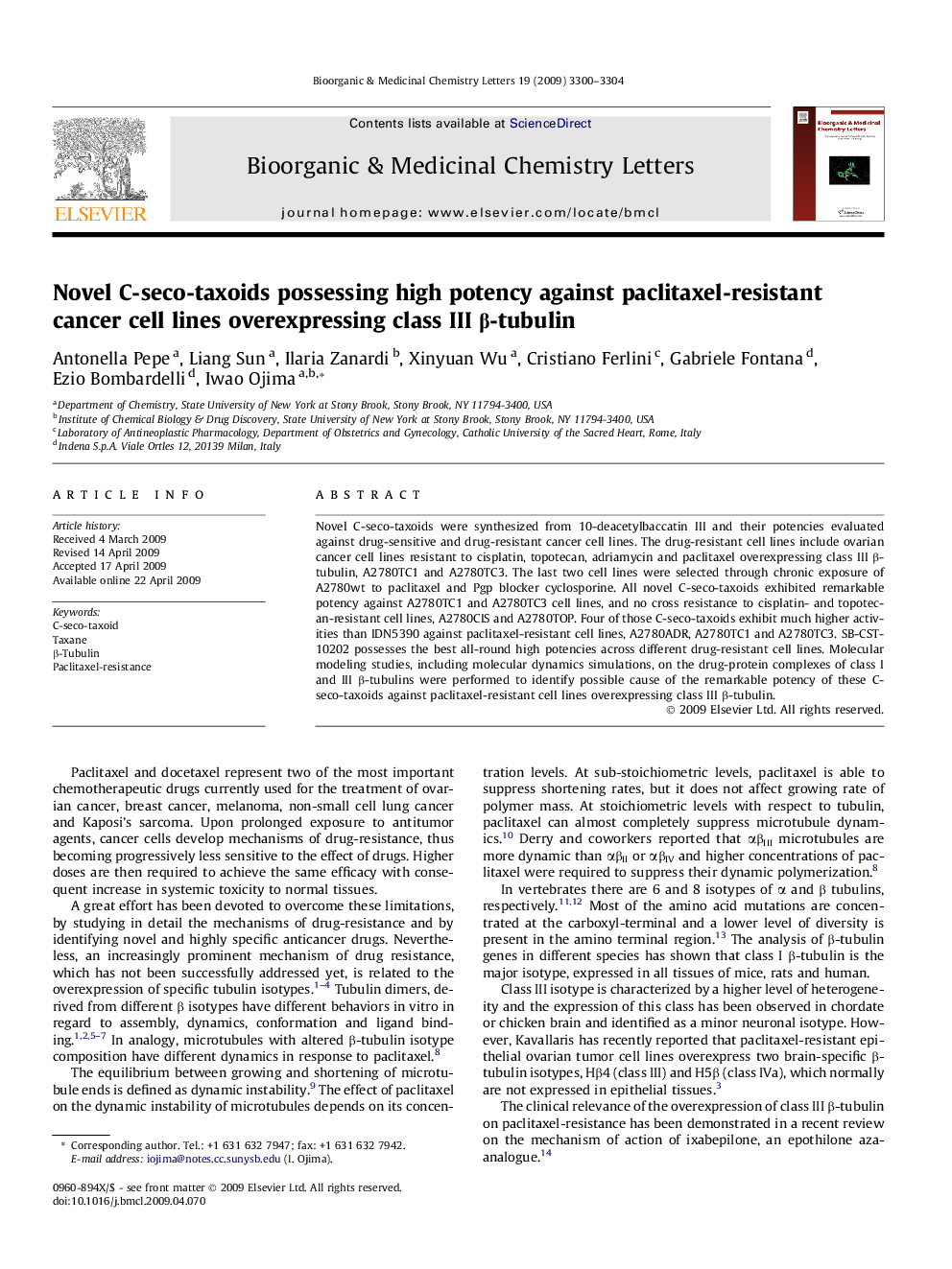 Novel C-seco-taxoids possessing high potency against paclitaxel-resistant cancer cell lines overexpressing class III β-tubulin