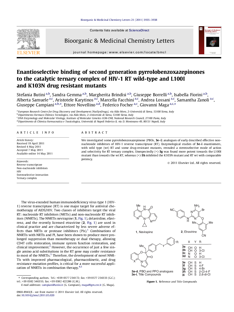 Enantioselective binding of second generation pyrrolobenzoxazepinones to the catalytic ternary complex of HIV-1 RT wild-type and L100I and K103N drug resistant mutants