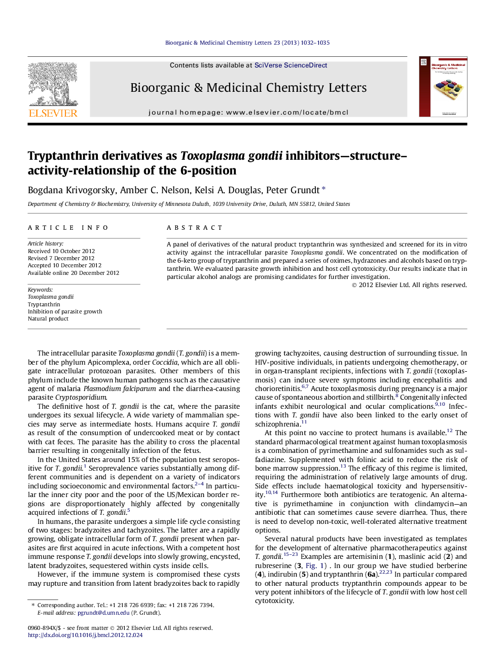 Tryptanthrin derivatives as Toxoplasma gondii inhibitors—structure–activity-relationship of the 6-position