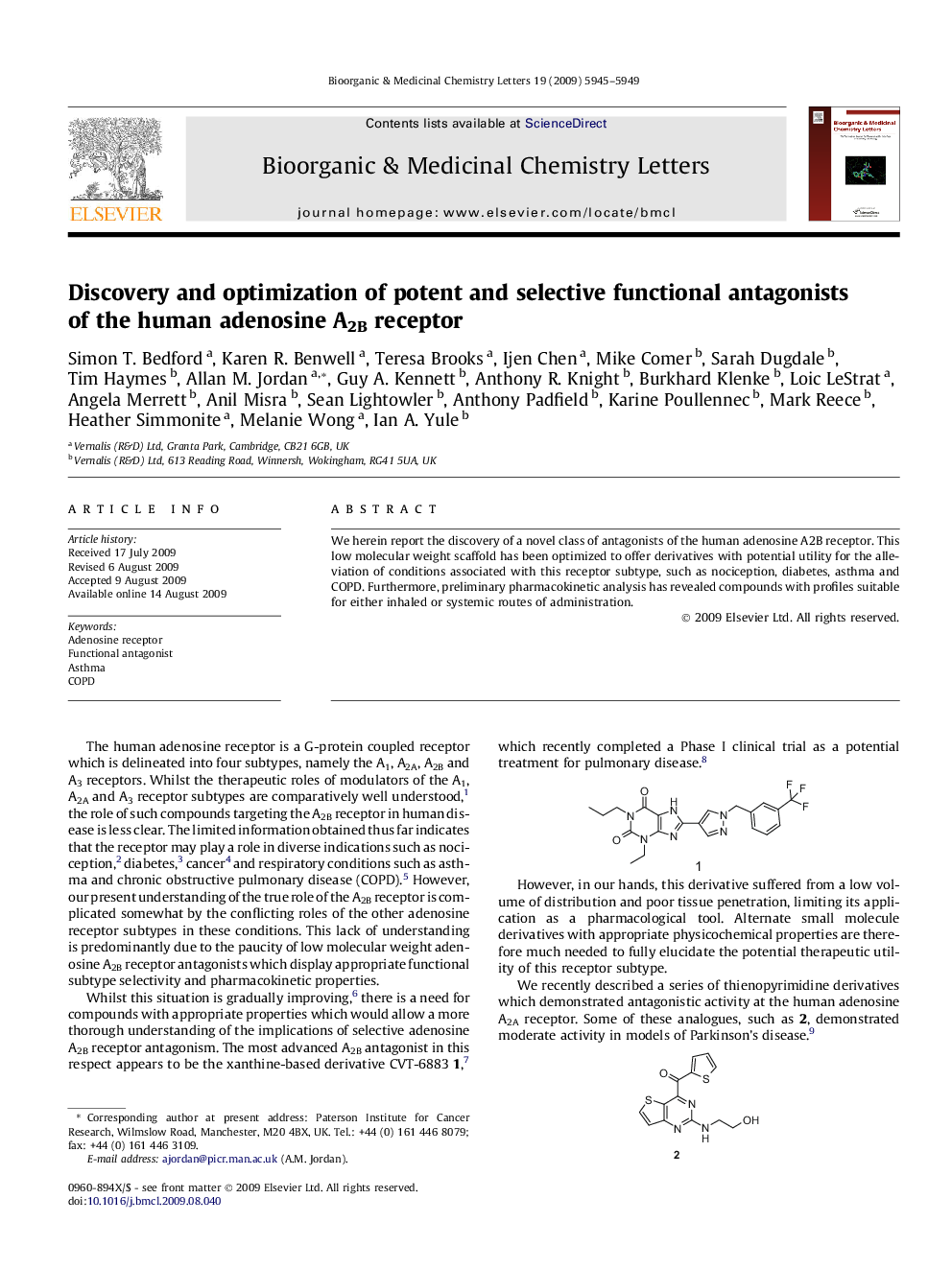 Discovery and optimization of potent and selective functional antagonists of the human adenosine A2B receptor