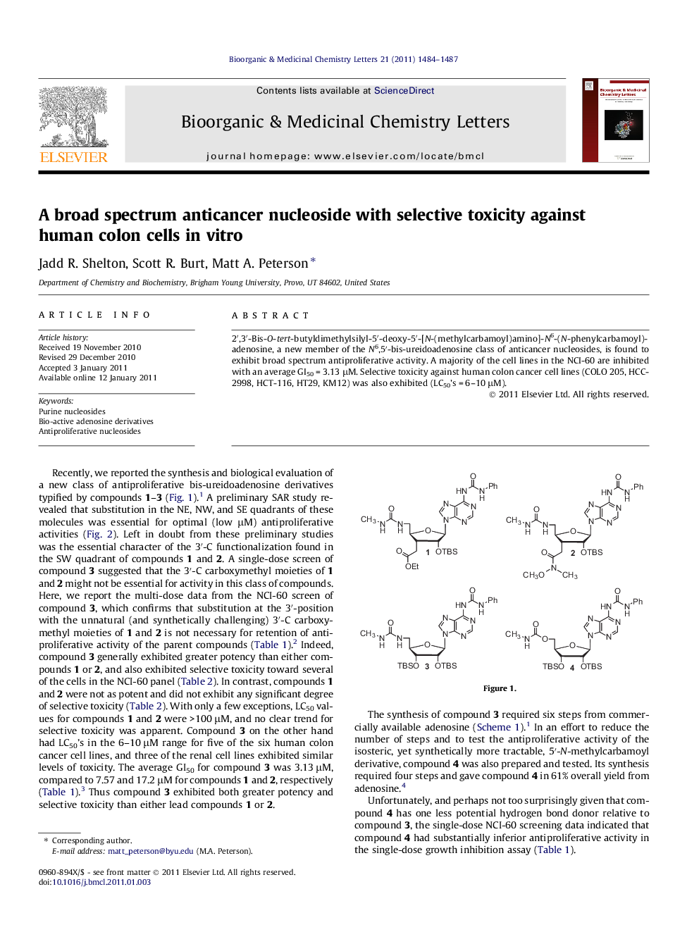 A broad spectrum anticancer nucleoside with selective toxicity against human colon cells in vitro