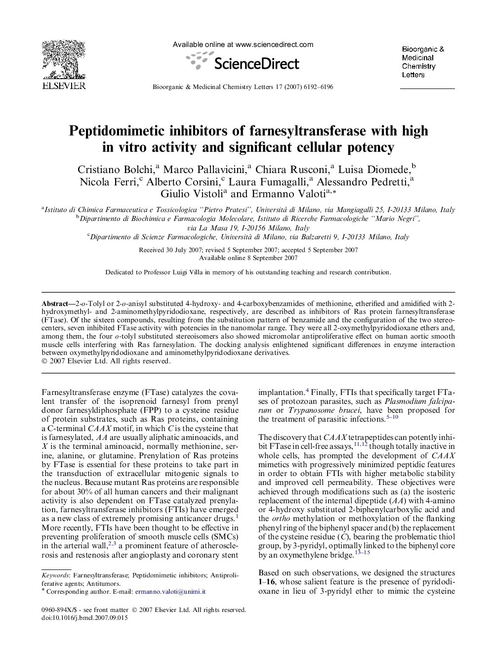 Peptidomimetic inhibitors of farnesyltransferase with high in vitro activity and significant cellular potency