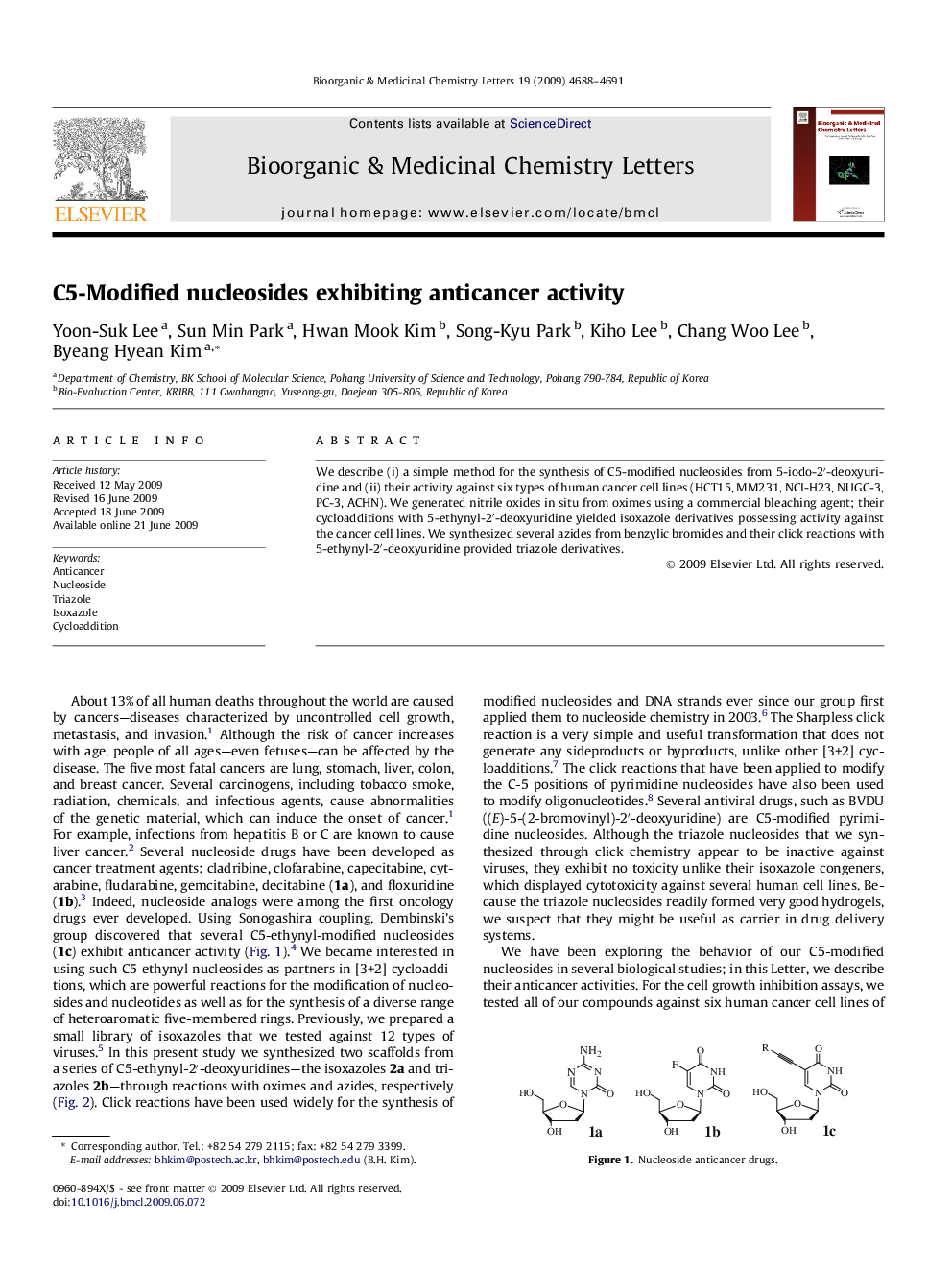 C5-Modified nucleosides exhibiting anticancer activity