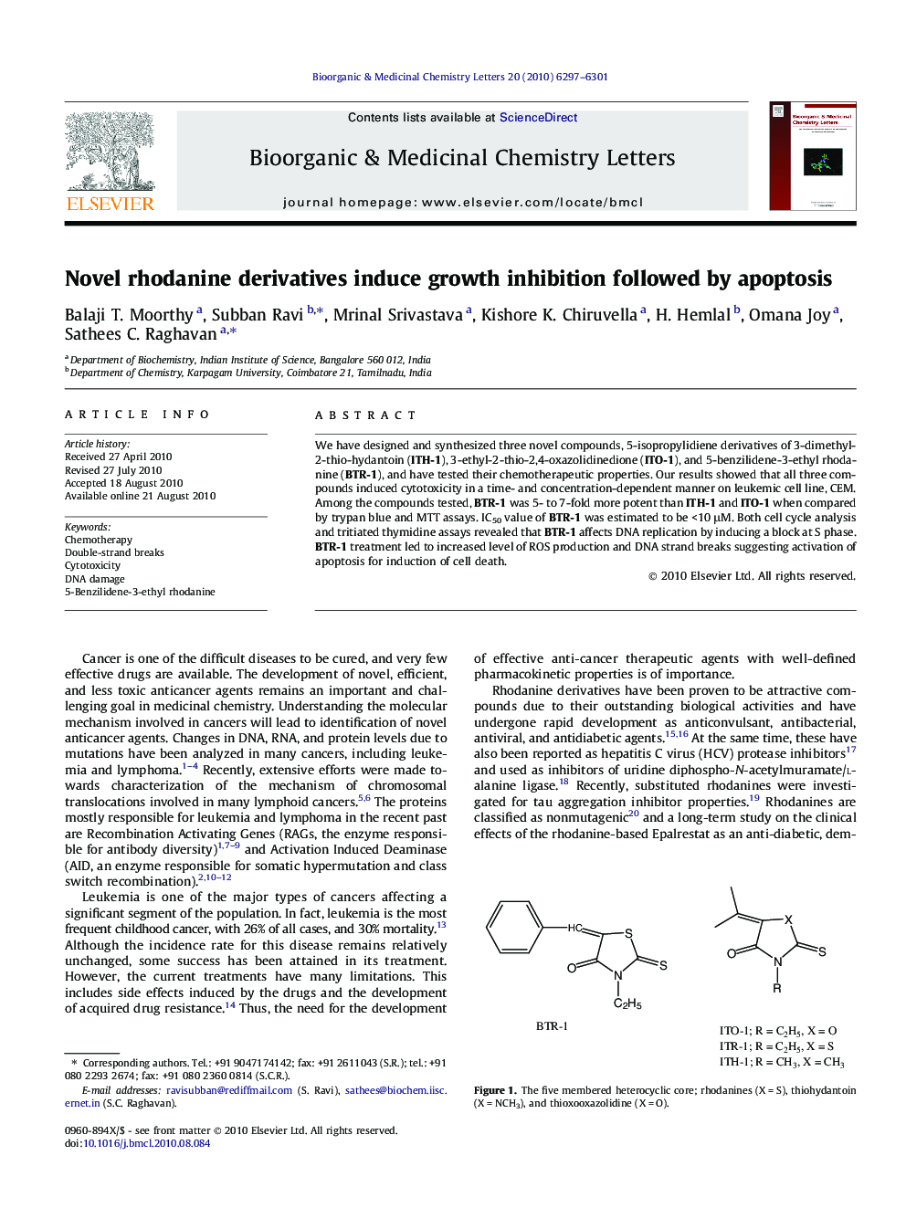 Novel rhodanine derivatives induce growth inhibition followed by apoptosis
