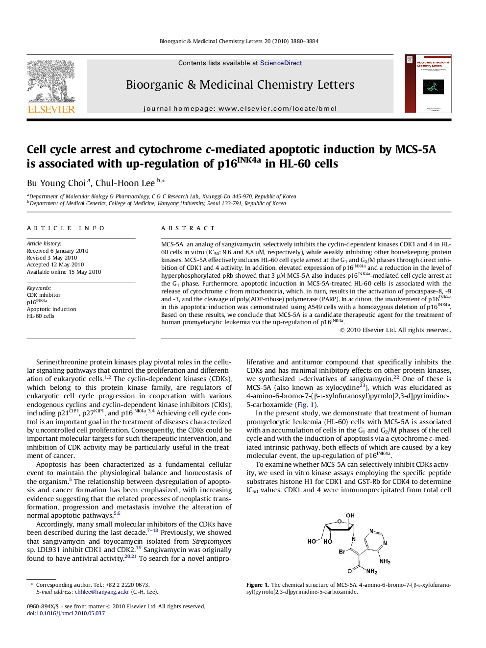 Cell cycle arrest and cytochrome c-mediated apoptotic induction by MCS-5A is associated with up-regulation of p16INK4a in HL-60 cells