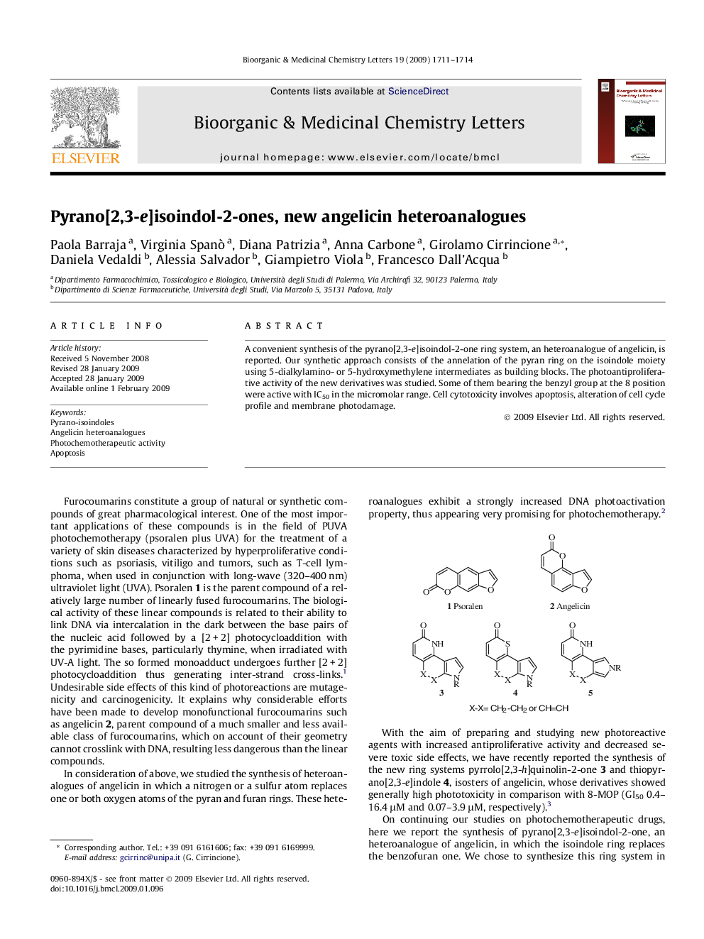 Pyrano[2,3-e]isoindol-2-ones, new angelicin heteroanalogues