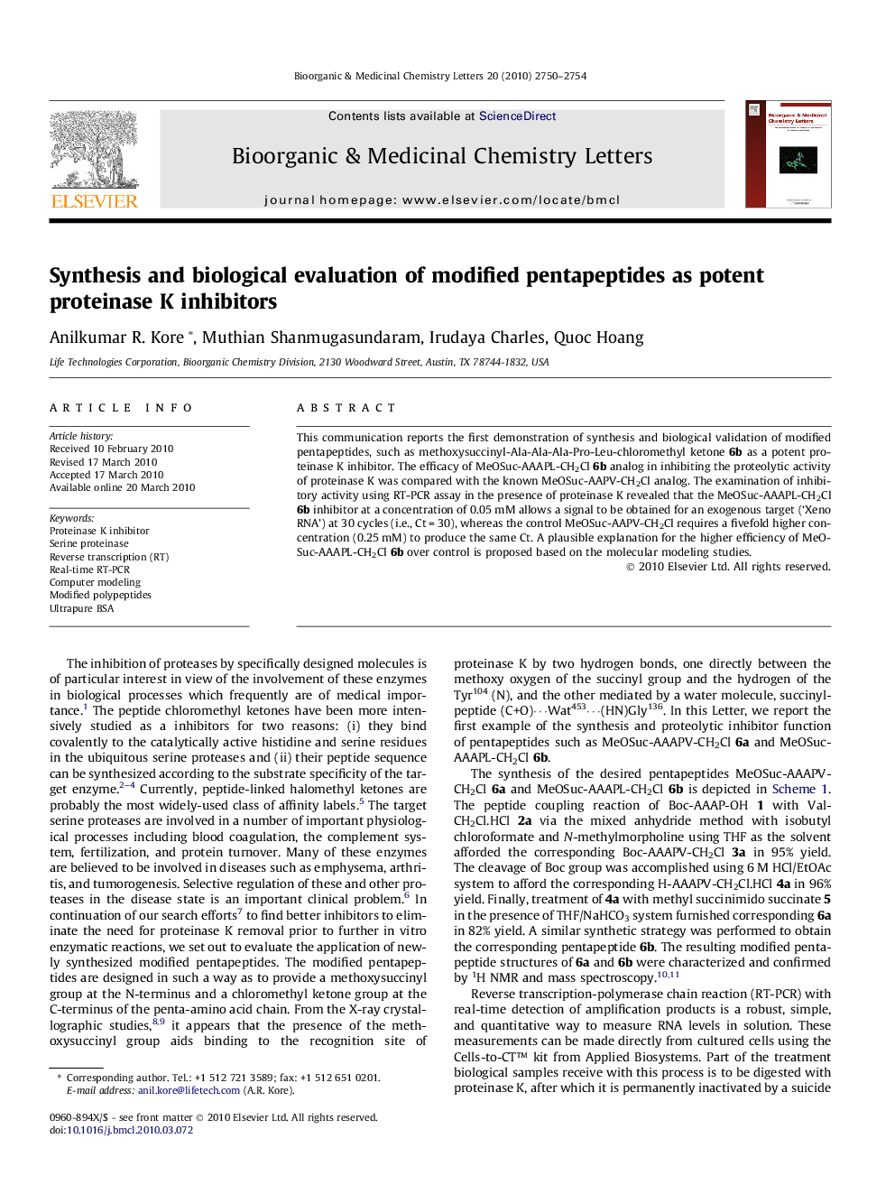 Synthesis and biological evaluation of modified pentapeptides as potent proteinase K inhibitors