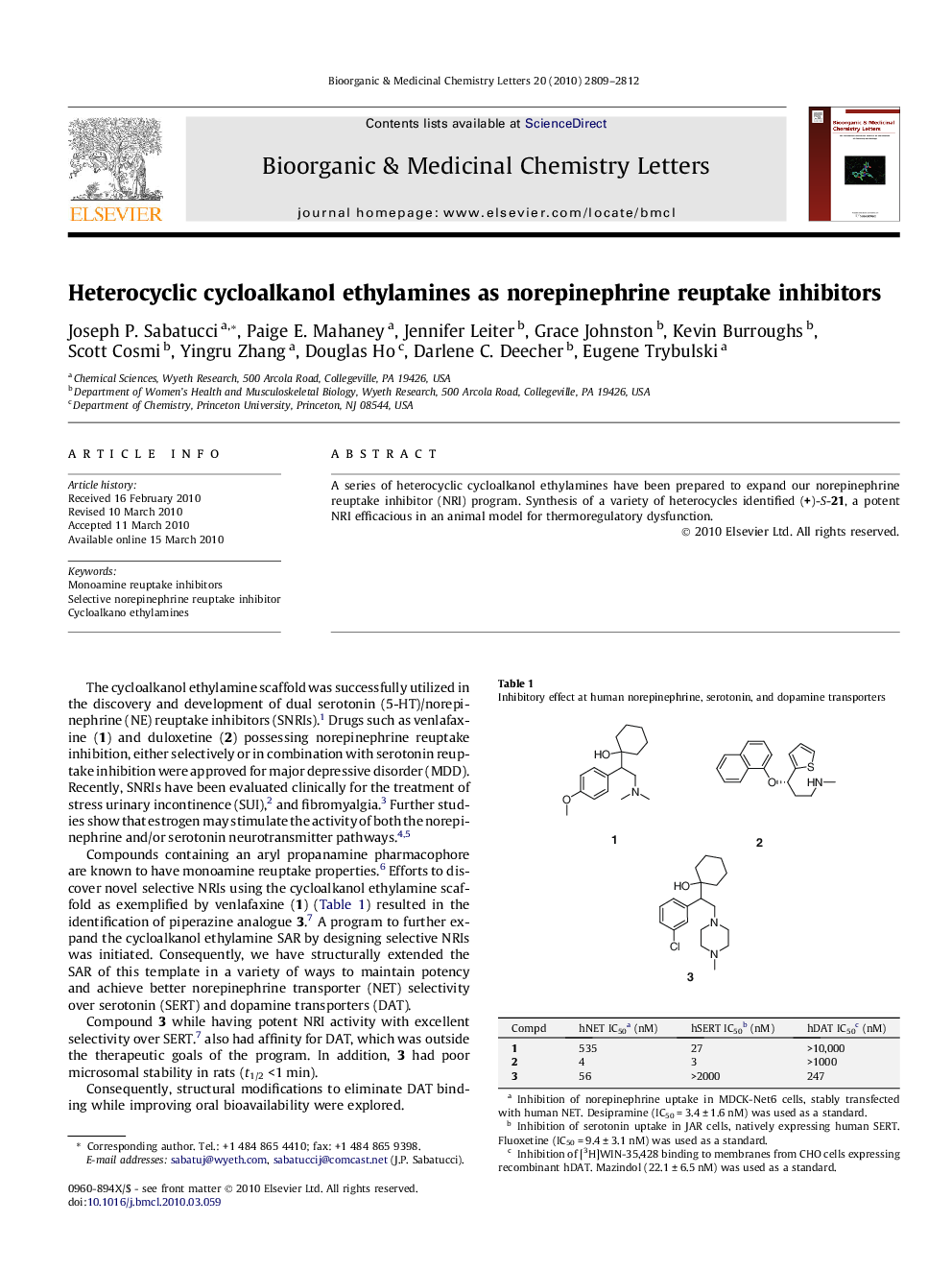 Heterocyclic cycloalkanol ethylamines as norepinephrine reuptake inhibitors