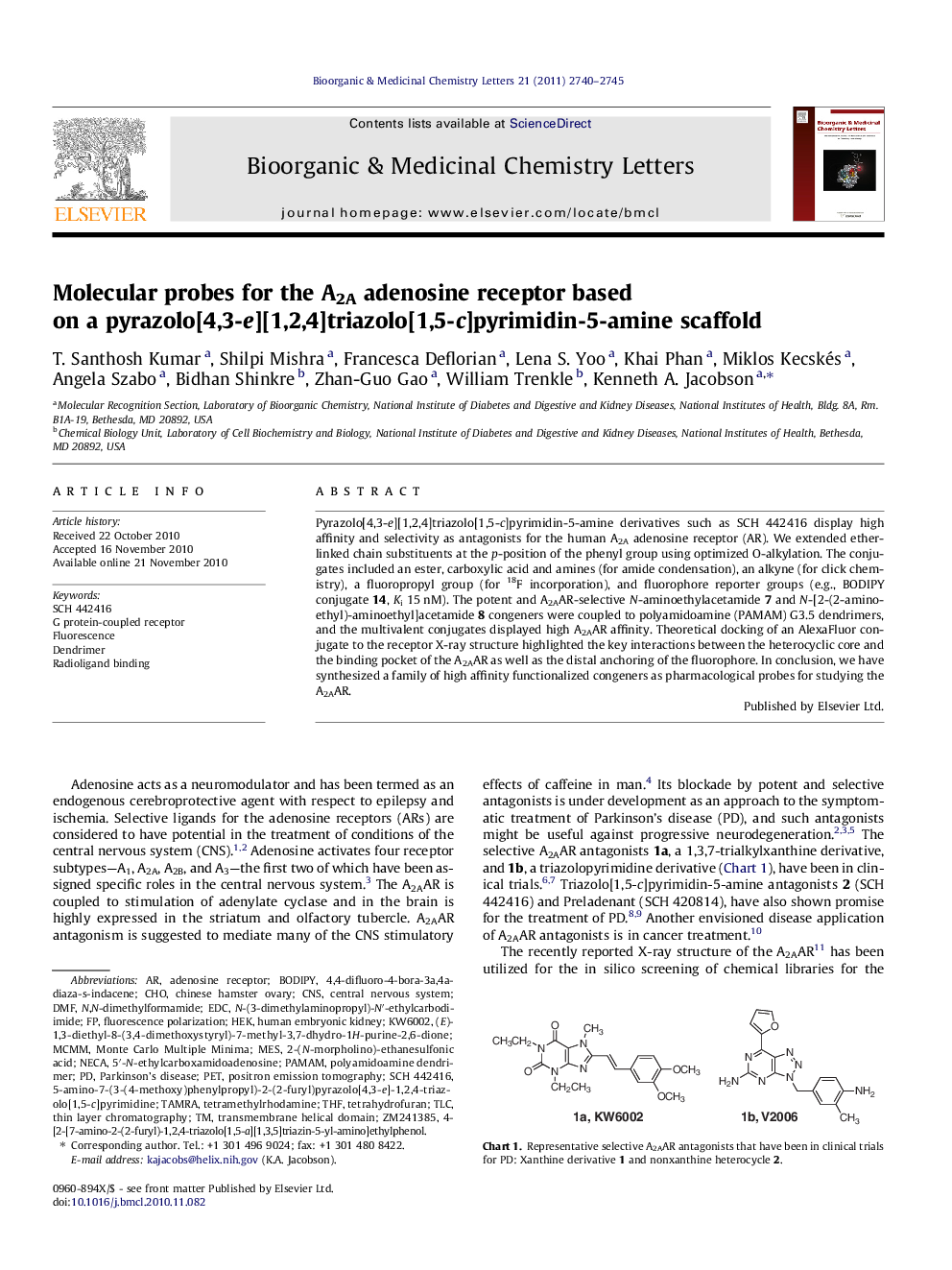 Molecular probes for the A2A adenosine receptor based on a pyrazolo[4,3-e][1,2,4]triazolo[1,5-c]pyrimidin-5-amine scaffold