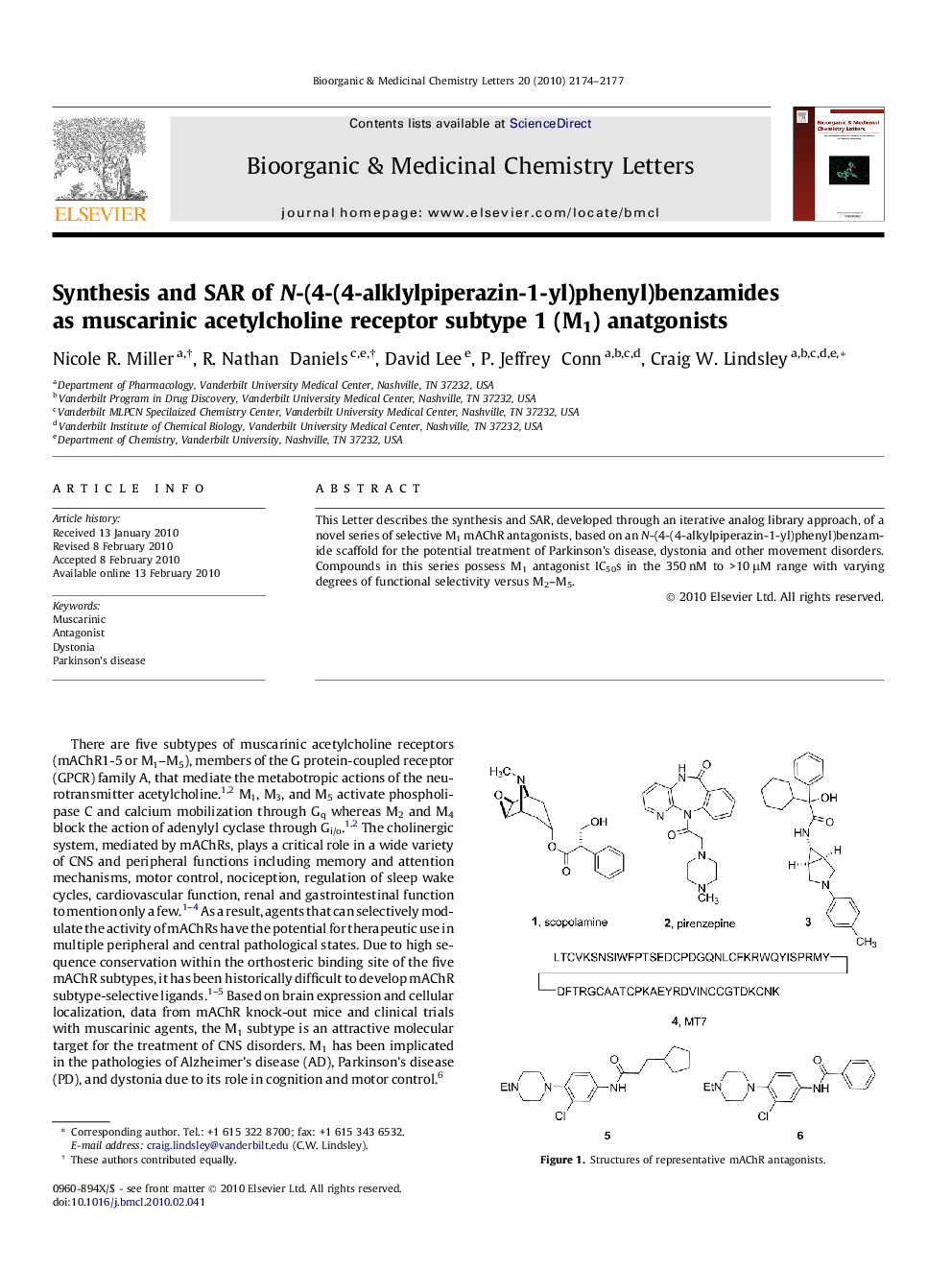 Synthesis and SAR of N-(4-(4-alklylpiperazin-1-yl)phenyl)benzamides as muscarinic acetylcholine receptor subtype 1 (M1) anatgonists