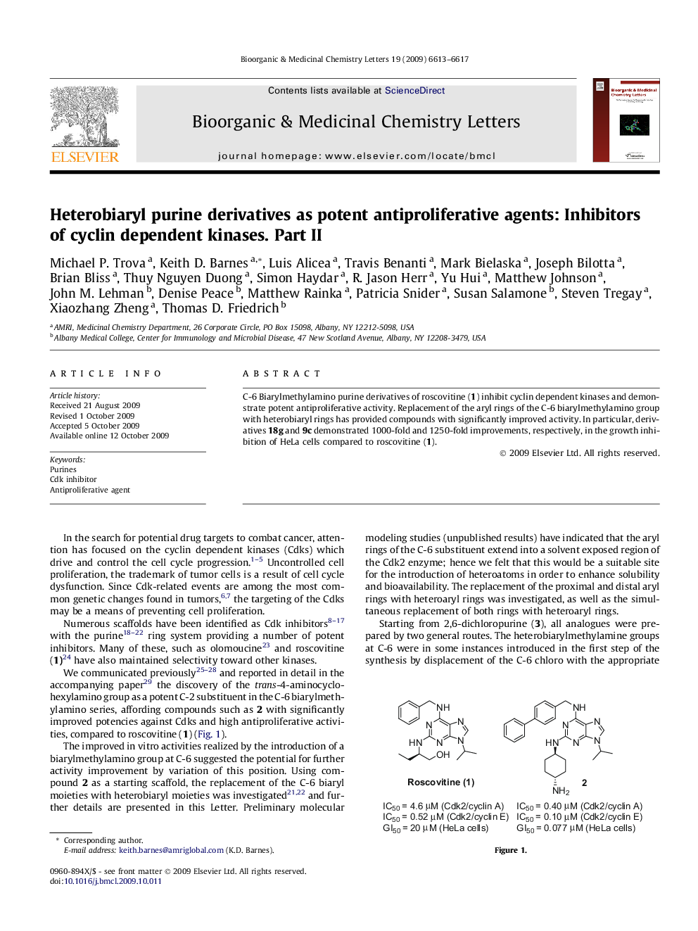 Heterobiaryl purine derivatives as potent antiproliferative agents: Inhibitors of cyclin dependent kinases. Part II