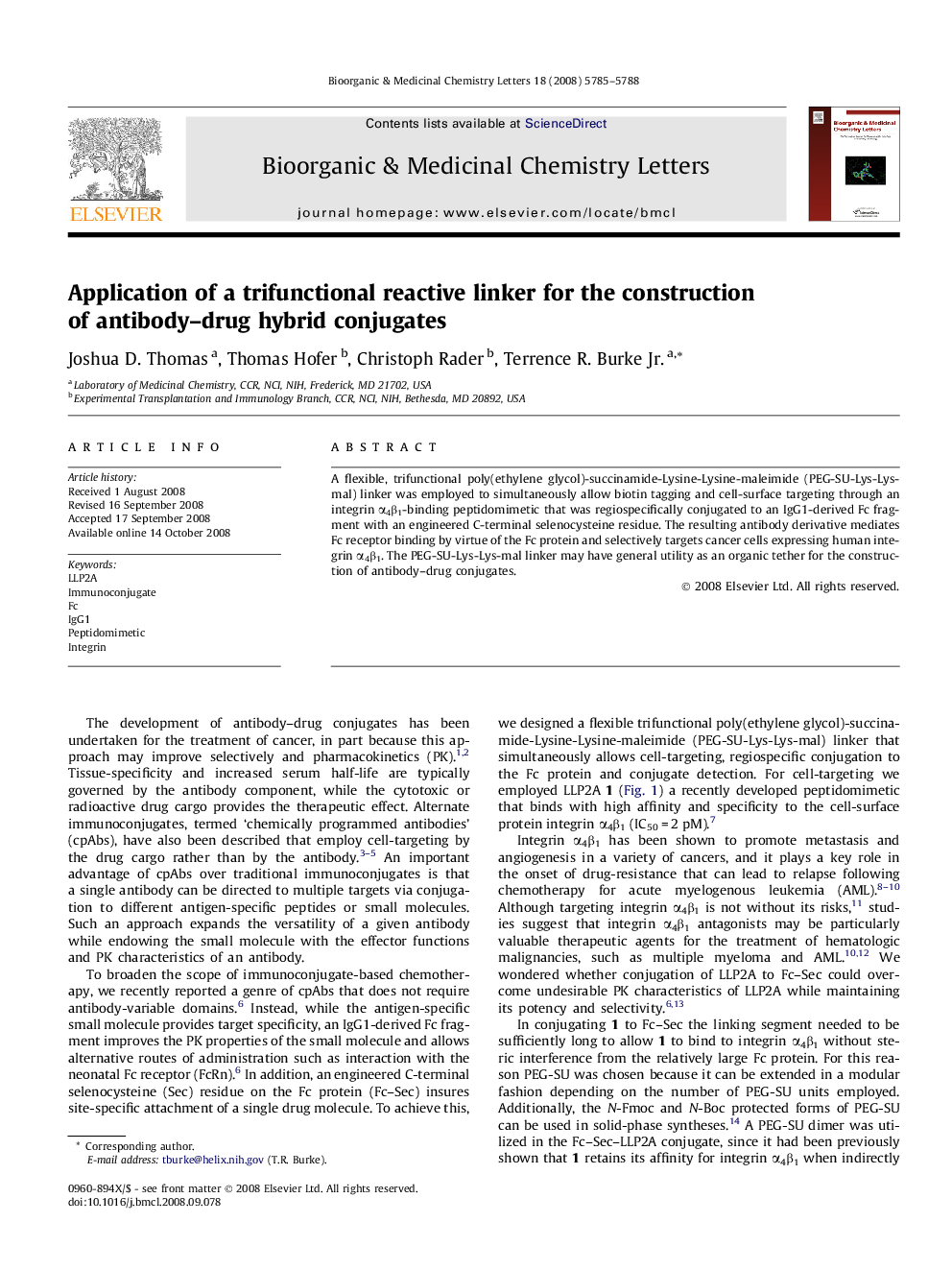 Application of a trifunctional reactive linker for the construction of antibody–drug hybrid conjugates