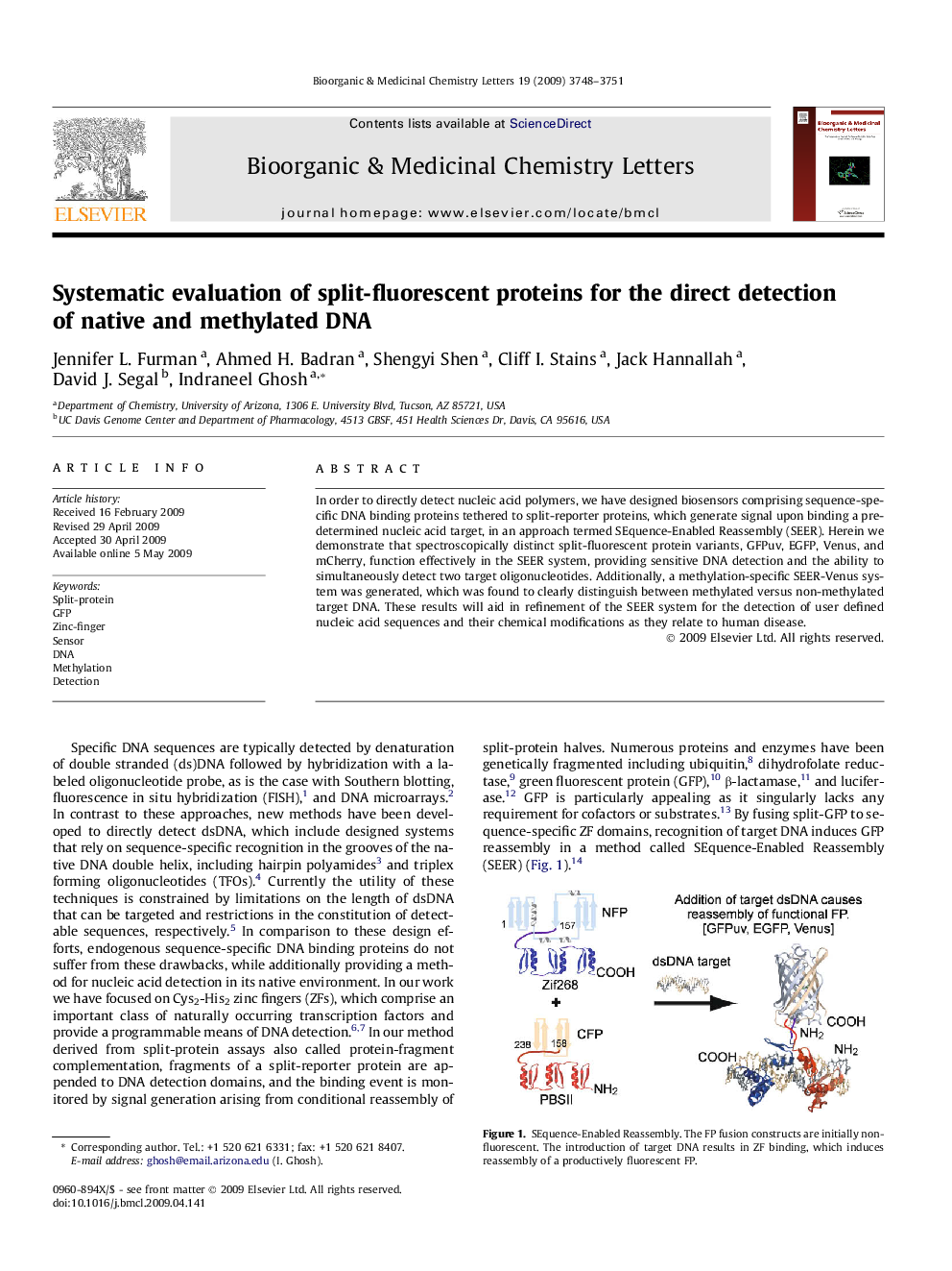 Systematic evaluation of split-fluorescent proteins for the direct detection of native and methylated DNA