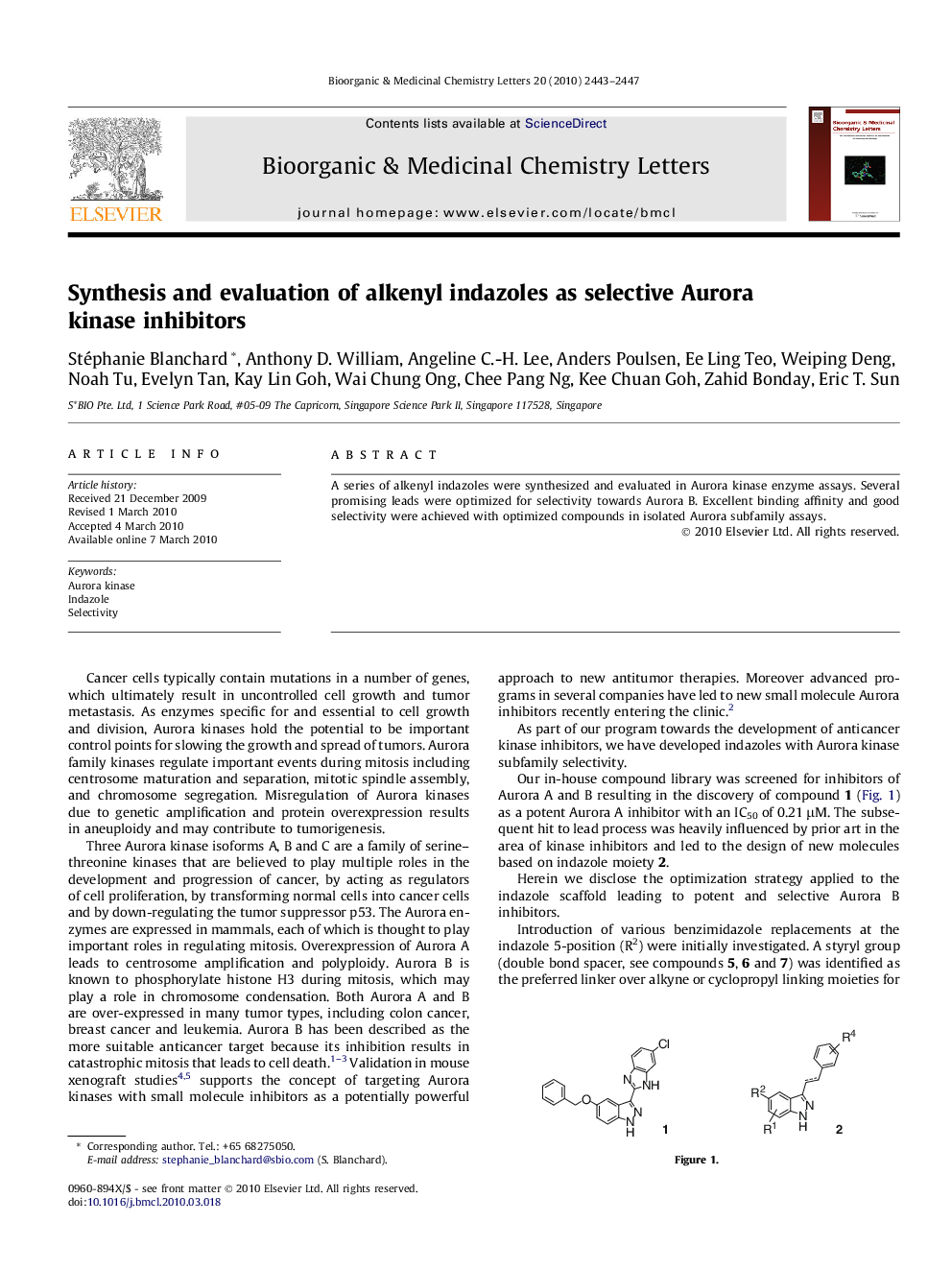 Synthesis and evaluation of alkenyl indazoles as selective Aurora kinase inhibitors