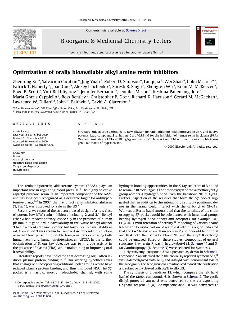 Optimization of orally bioavailable alkyl amine renin inhibitors