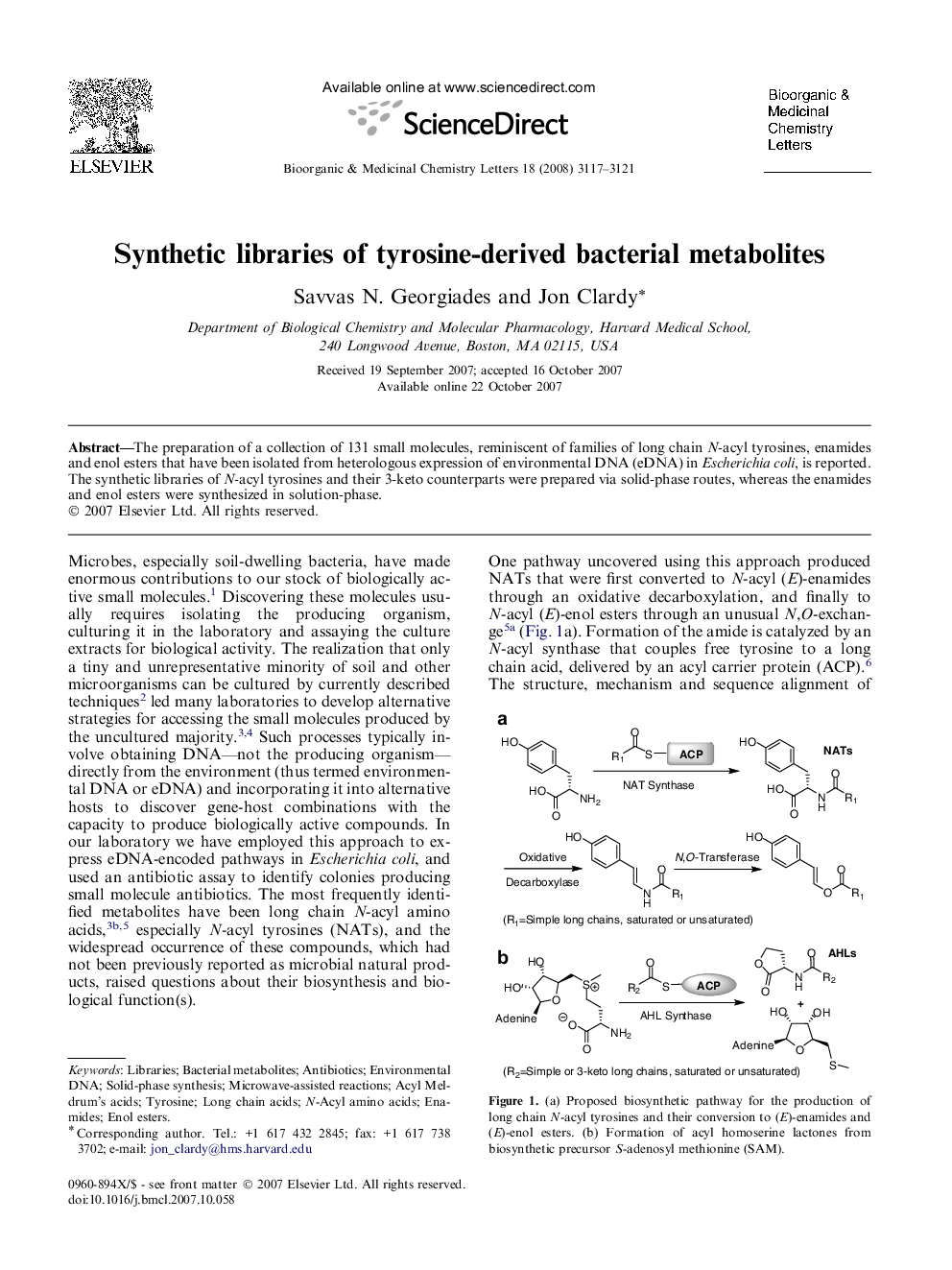 Synthetic libraries of tyrosine-derived bacterial metabolites