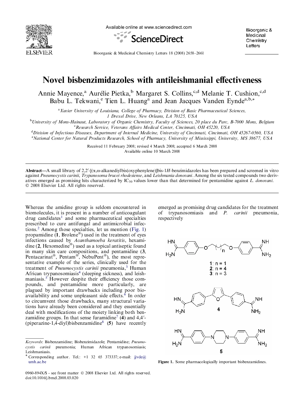 Novel bisbenzimidazoles with antileishmanial effectiveness