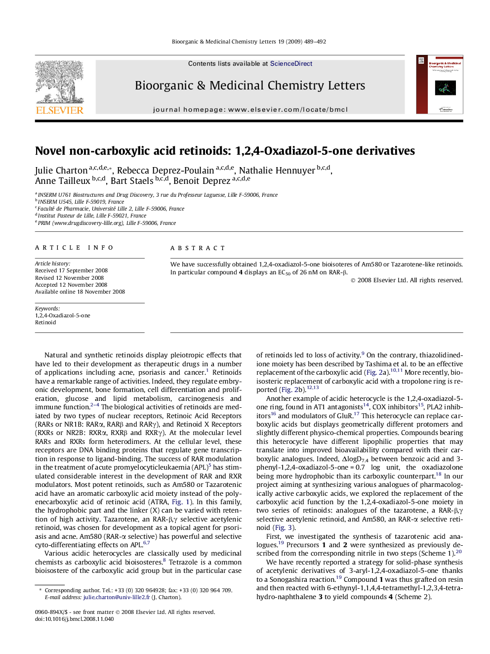 Novel non-carboxylic acid retinoids: 1,2,4-Oxadiazol-5-one derivatives