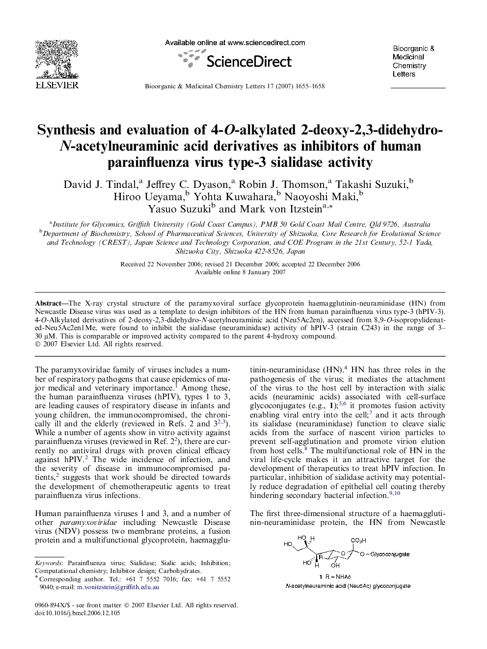 Synthesis and evaluation of 4-O-alkylated 2-deoxy-2,3-didehydro-N-acetylneuraminic acid derivatives as inhibitors of human parainfluenza virus type-3 sialidase activity