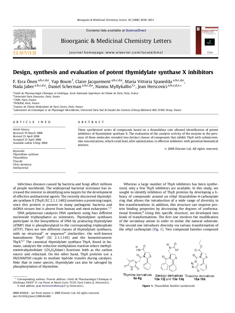 Design, synthesis and evaluation of potent thymidylate synthase X inhibitors