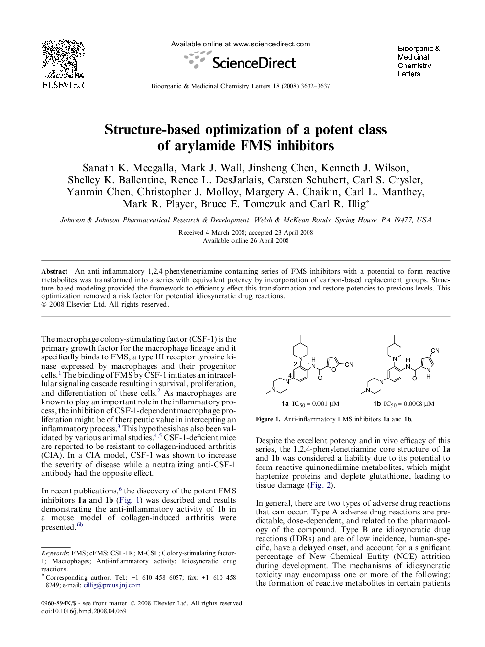 Structure-based optimization of a potent class of arylamide FMS inhibitors