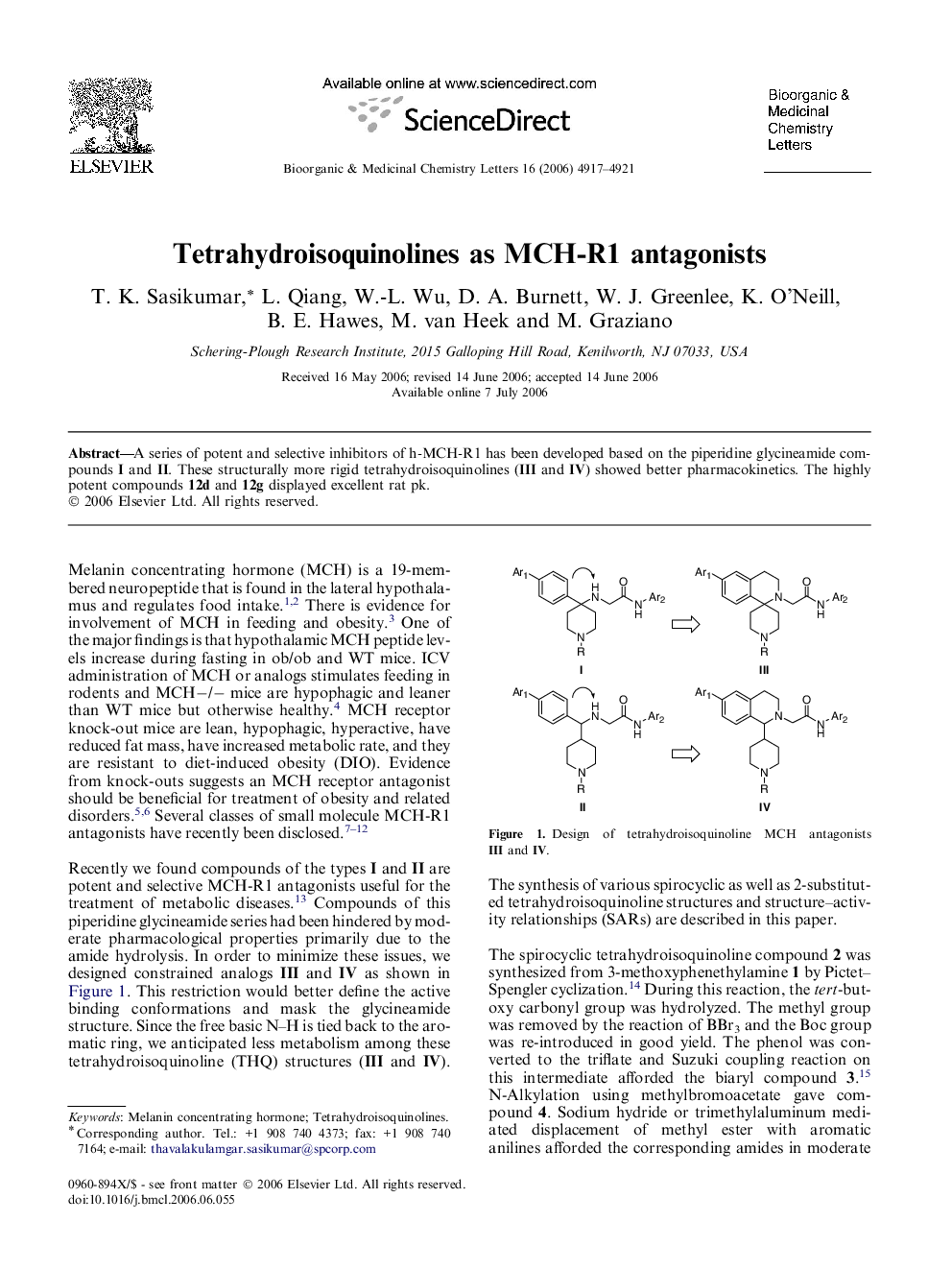 Tetrahydroisoquinolines as MCH-R1 antagonists