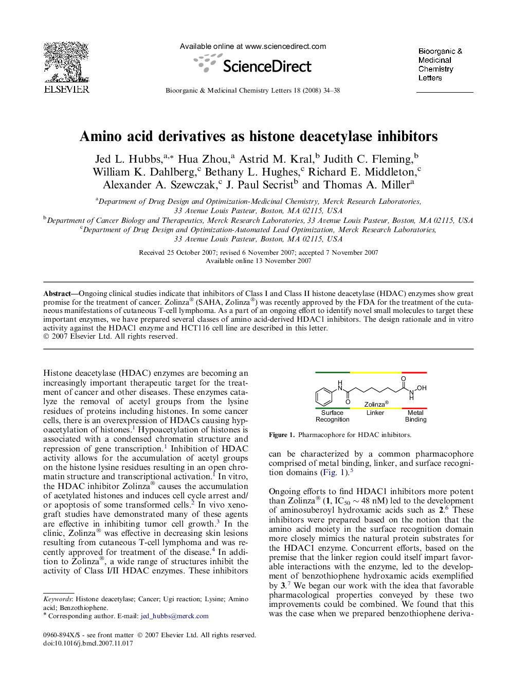 Amino acid derivatives as histone deacetylase inhibitors