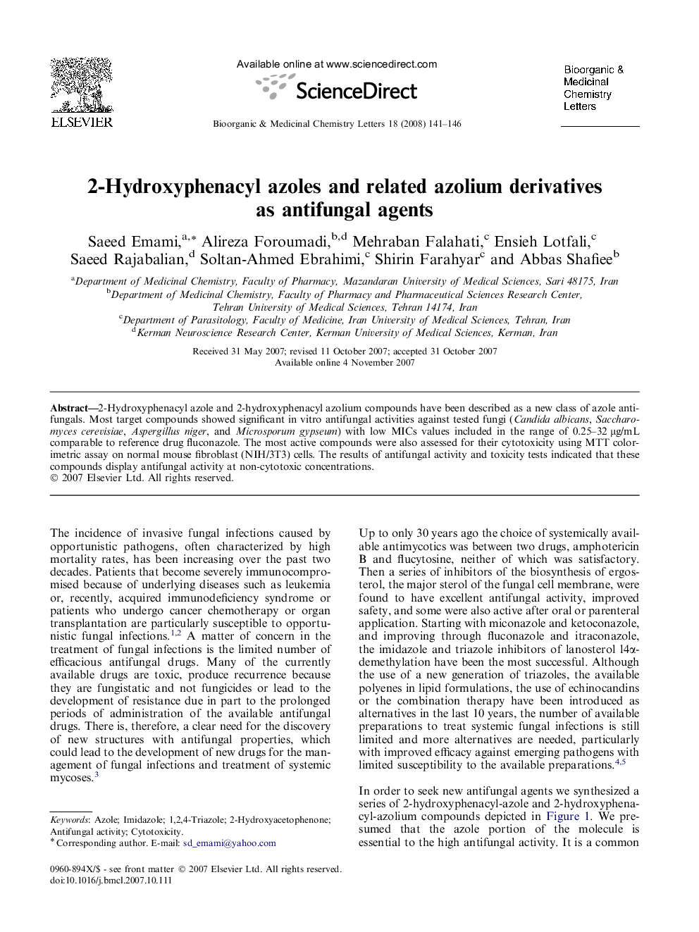 2-Hydroxyphenacyl azoles and related azolium derivatives as antifungal agents
