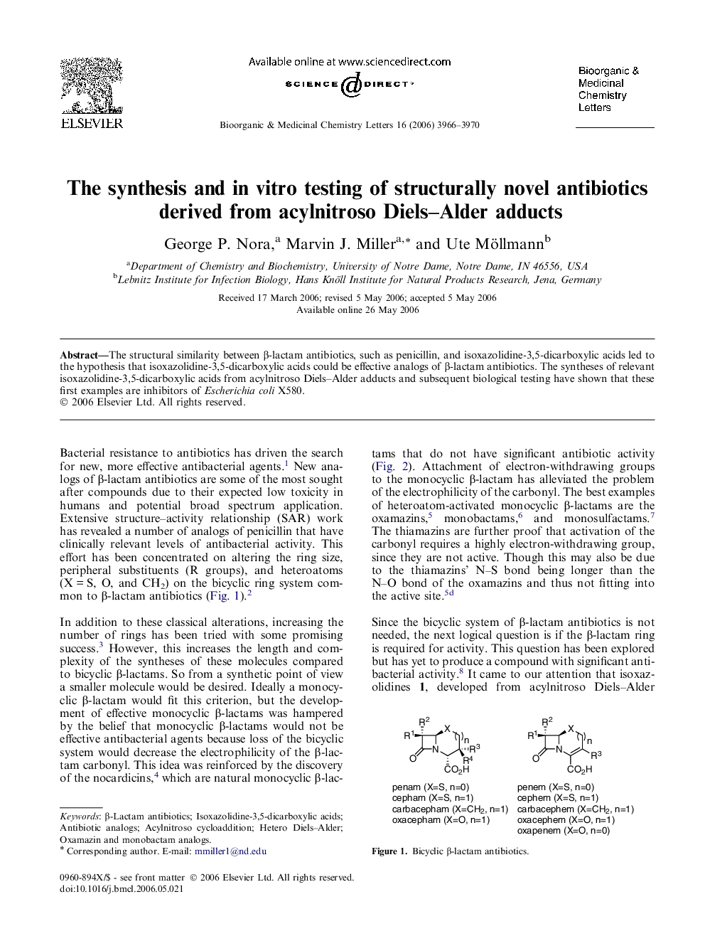 The synthesis and in vitro testing of structurally novel antibiotics derived from acylnitroso Diels–Alder adducts