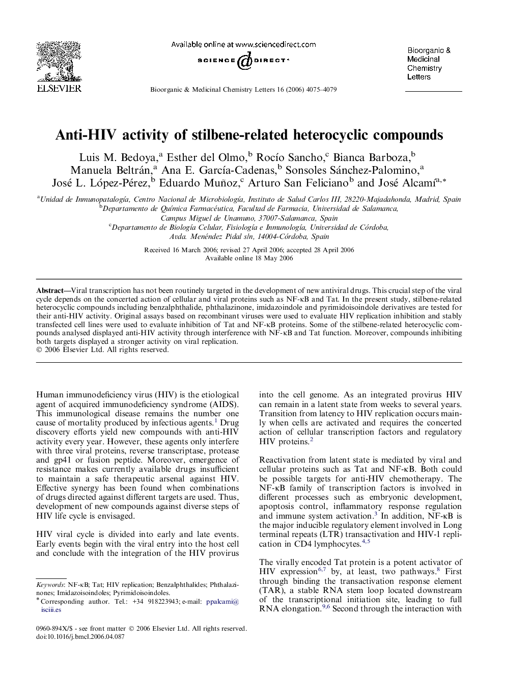 Anti-HIV activity of stilbene-related heterocyclic compounds