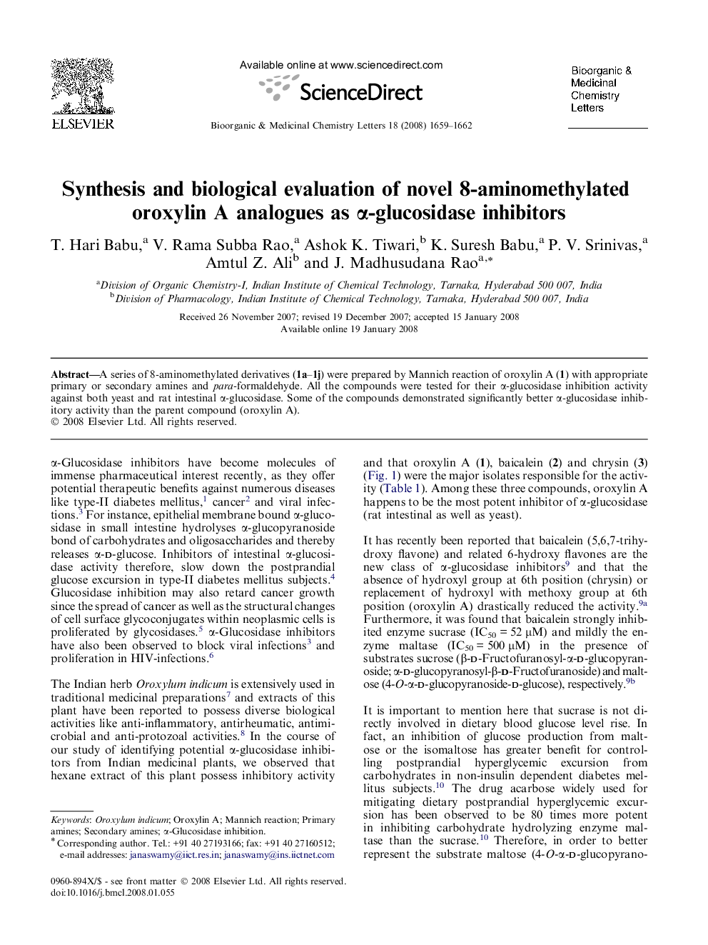 Synthesis and biological evaluation of novel 8-aminomethylated oroxylin A analogues as α-glucosidase inhibitors