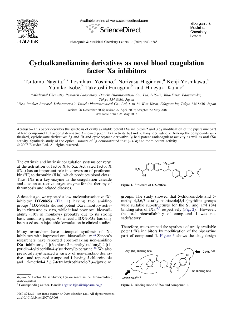 Cycloalkanediamine derivatives as novel blood coagulation factor Xa inhibitors