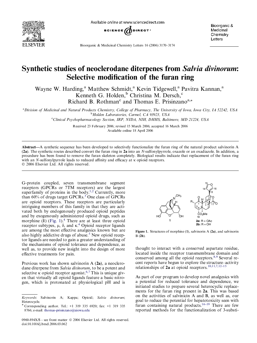 Synthetic studies of neoclerodane diterpenes from Salvia divinorum: Selective modification of the furan ring