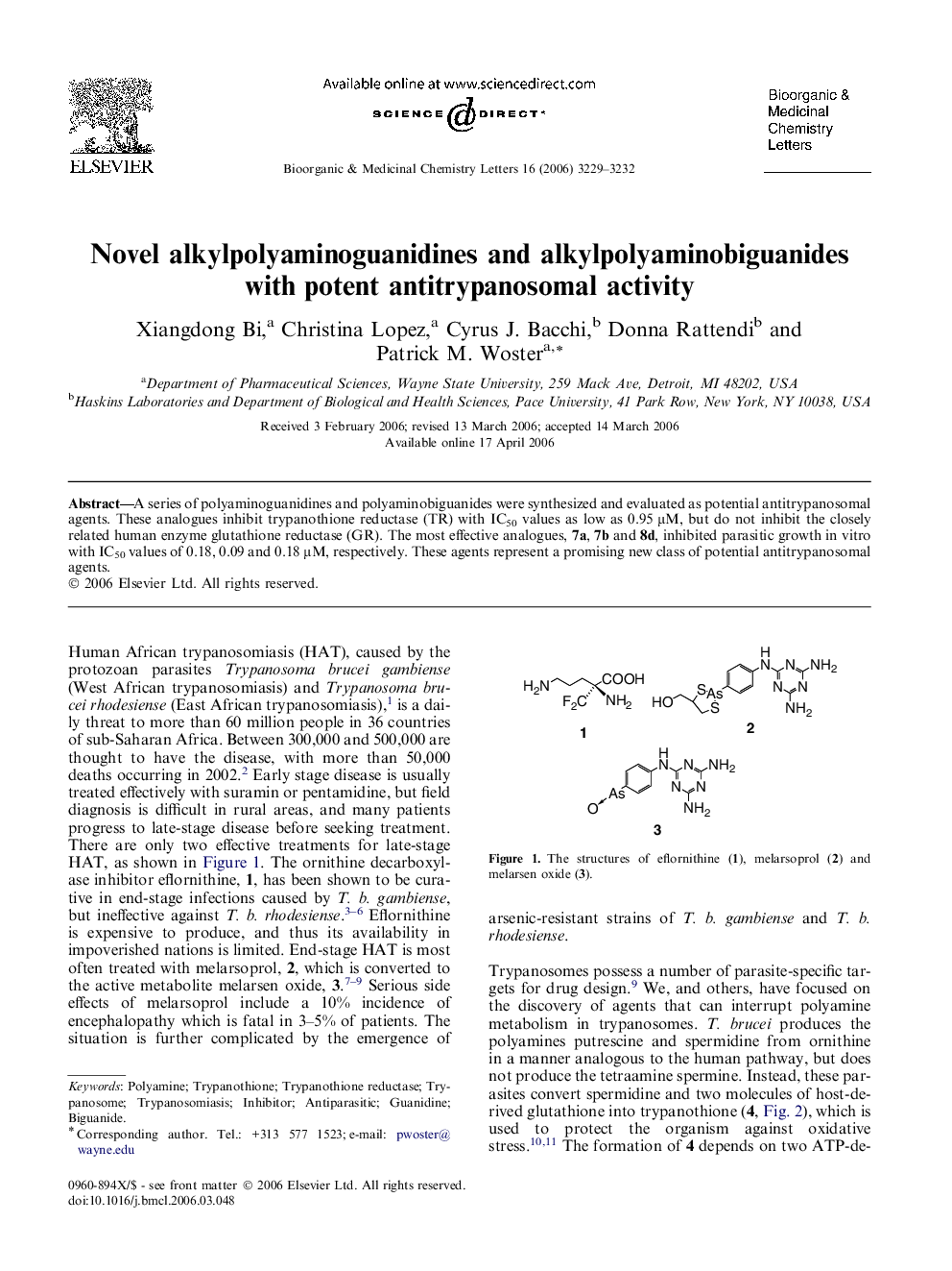 Novel alkylpolyaminoguanidines and alkylpolyaminobiguanides with potent antitrypanosomal activity