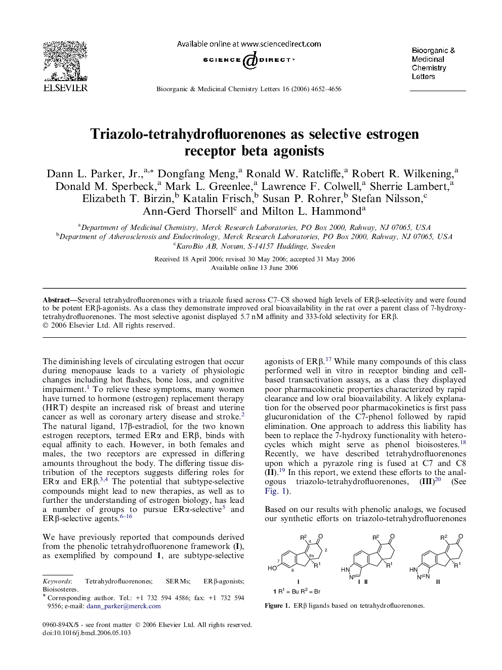 Triazolo-tetrahydrofluorenones as selective estrogen receptor beta agonists