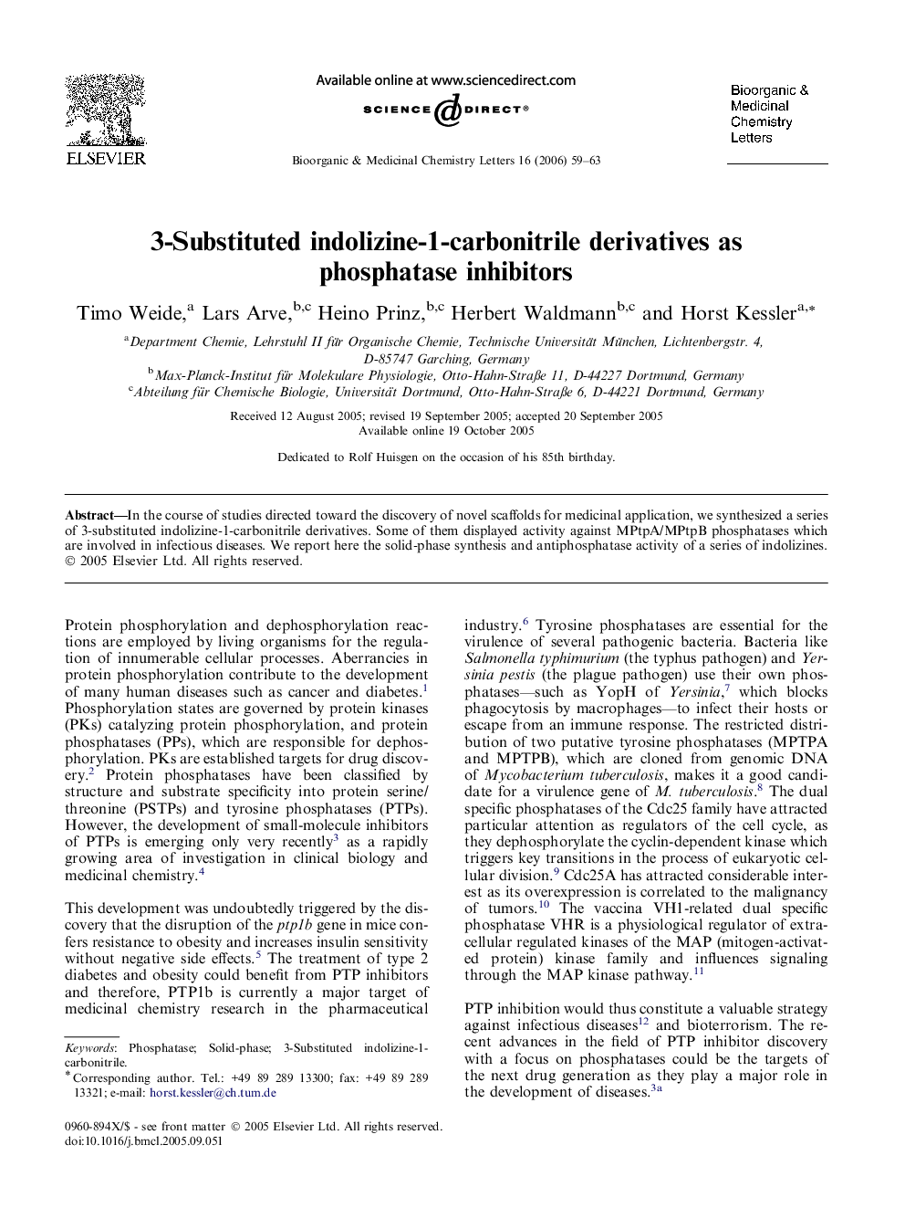 3-Substituted indolizine-1-carbonitrile derivatives as phosphatase inhibitors