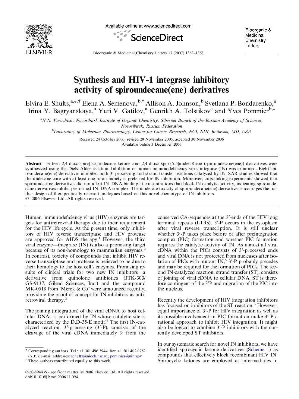 Synthesis and HIV-1 integrase inhibitory activity of spiroundecane(ene) derivatives