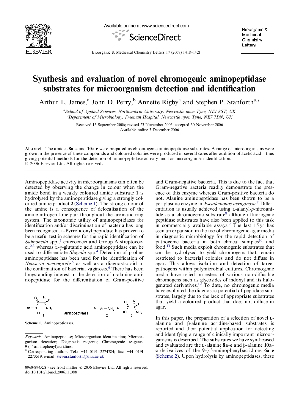 Synthesis and evaluation of novel chromogenic aminopeptidase substrates for microorganism detection and identification