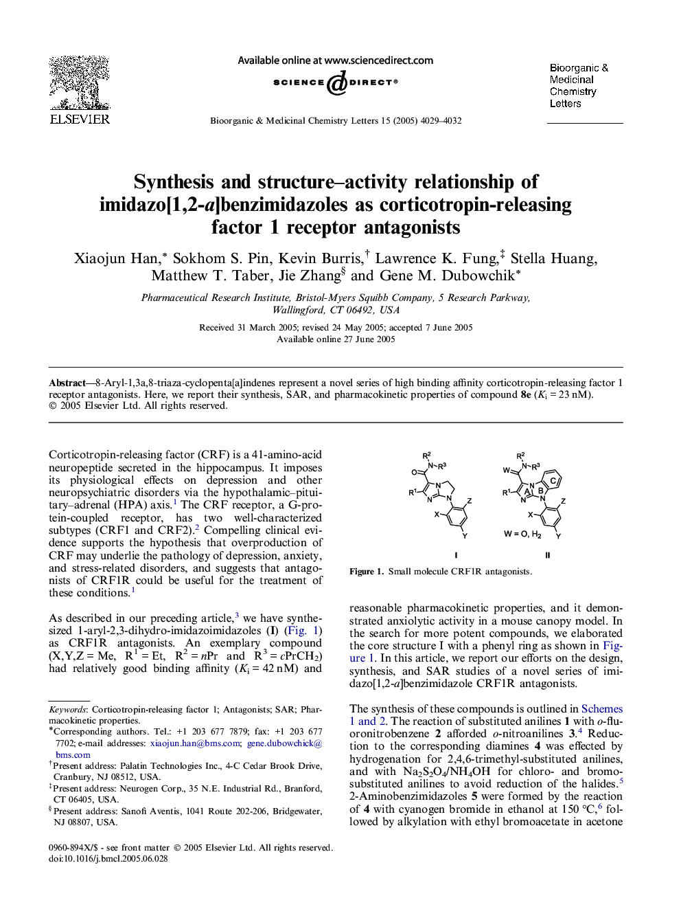 Synthesis and structure–activity relationship of imidazo[1,2-a]benzimidazoles as corticotropin-releasing factor 1 receptor antagonists