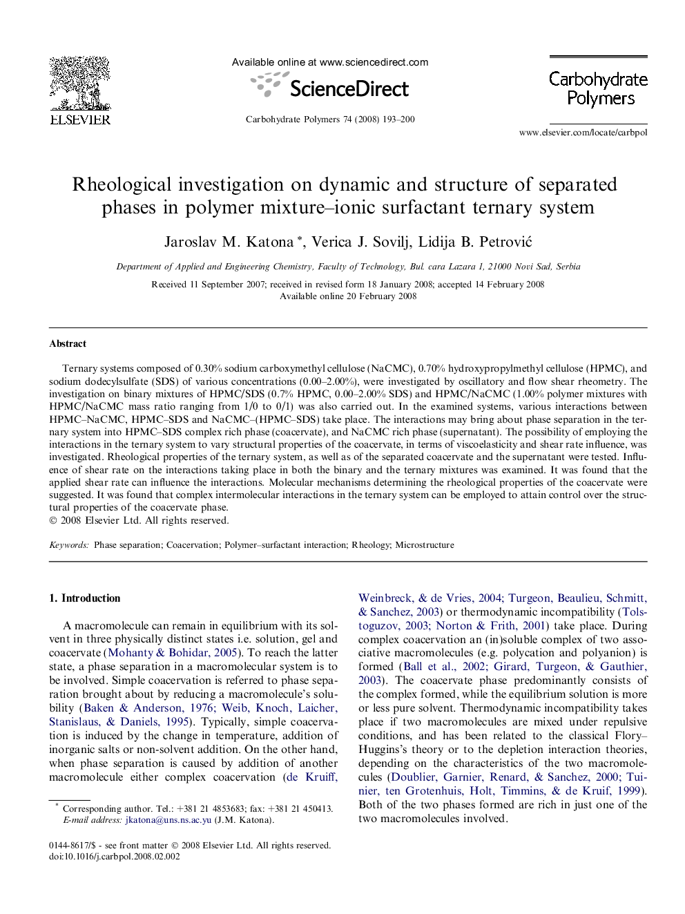 Rheological investigation on dynamic and structure of separated phases in polymer mixture–ionic surfactant ternary system