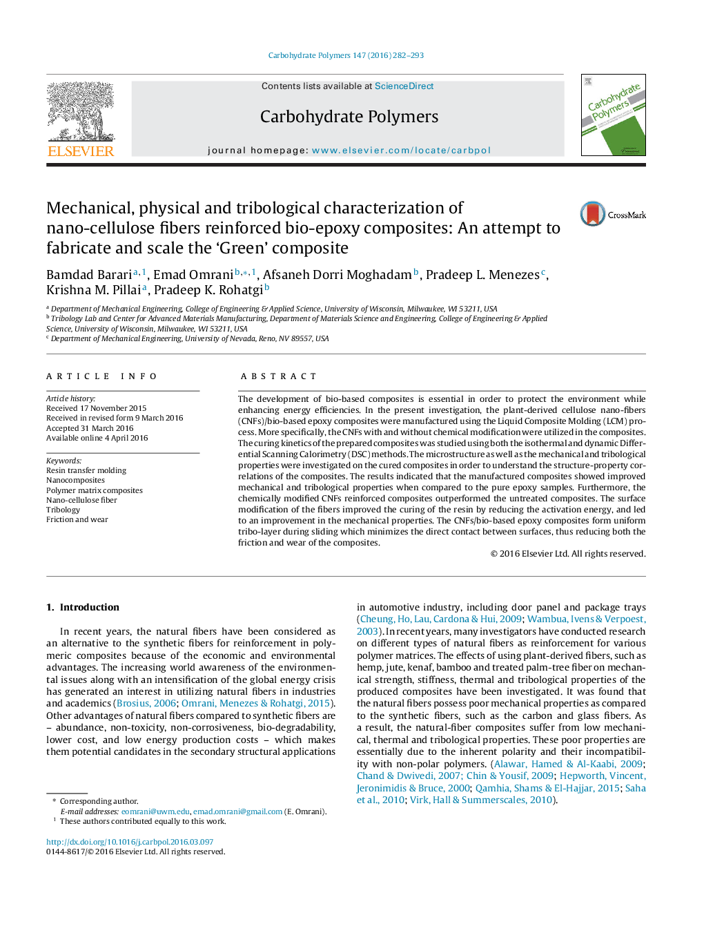 Mechanical, physical and tribological characterization of nano-cellulose fibers reinforced bio-epoxy composites: An attempt to fabricate and scale the ‘Green’ composite