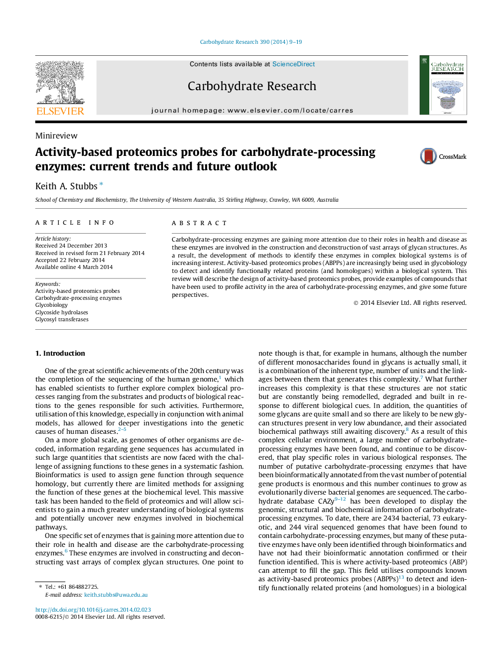 Activity-based proteomics probes for carbohydrate-processing enzymes: current trends and future outlook